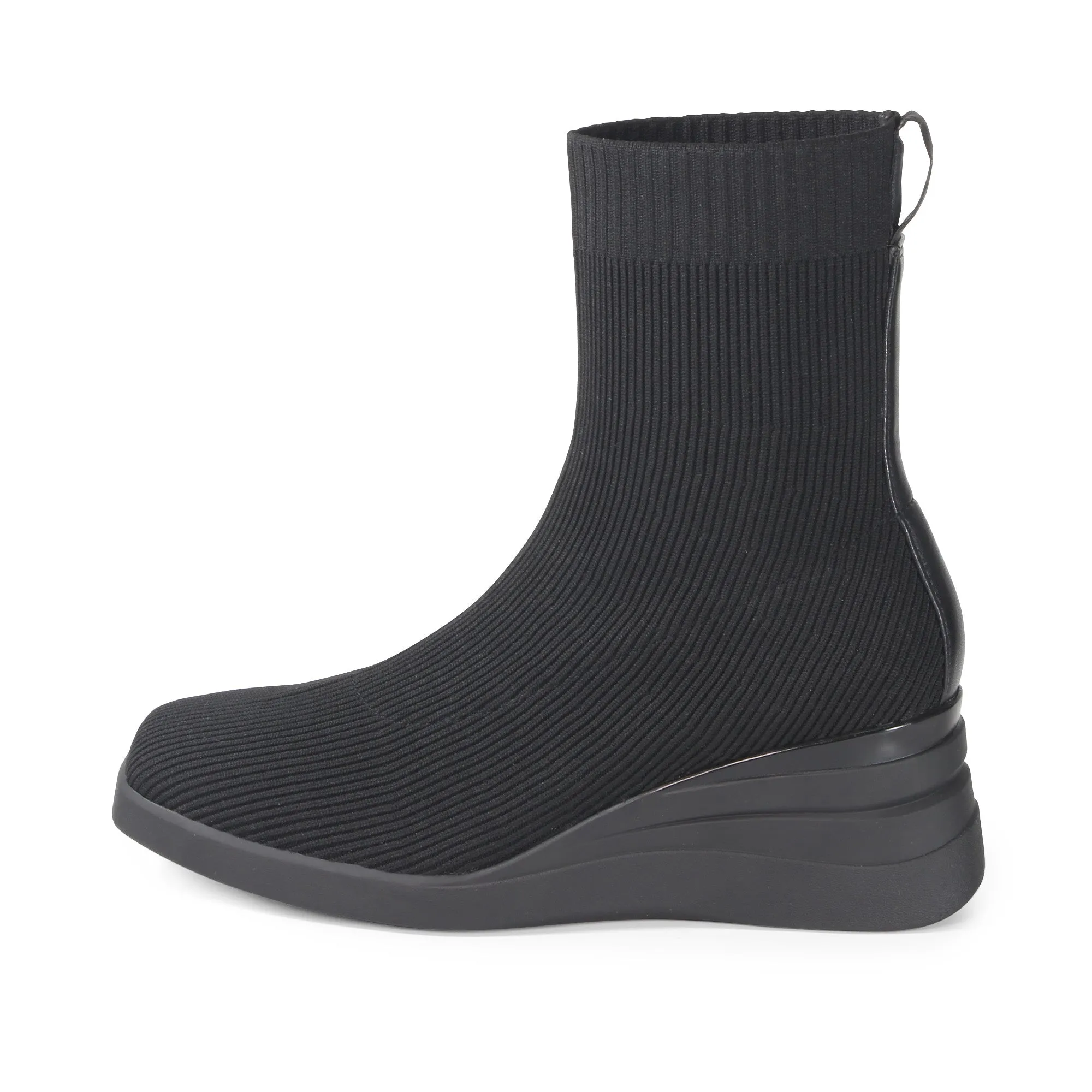 Savona Knit Wedge Boots (Nero)