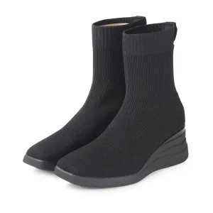 Savona Knit Wedge Boots (Nero)
