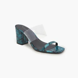 Snake Textured Block Heels