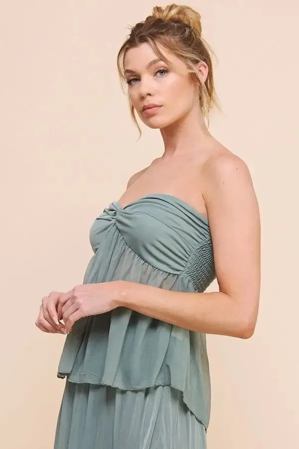 SOFT CRINKLED WOVEN ETHEREAL TUBE TOP