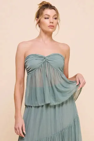 SOFT CRINKLED WOVEN ETHEREAL TUBE TOP