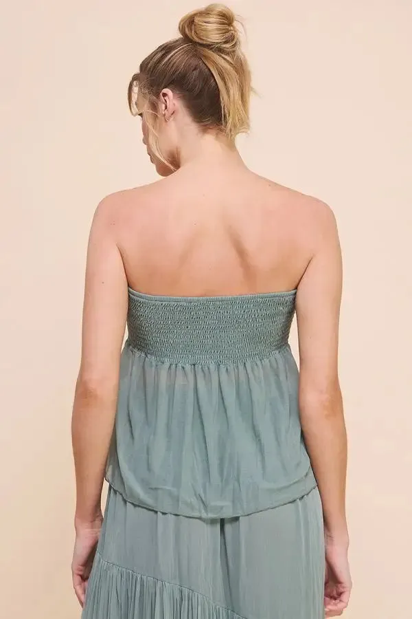 SOFT CRINKLED WOVEN ETHEREAL TUBE TOP