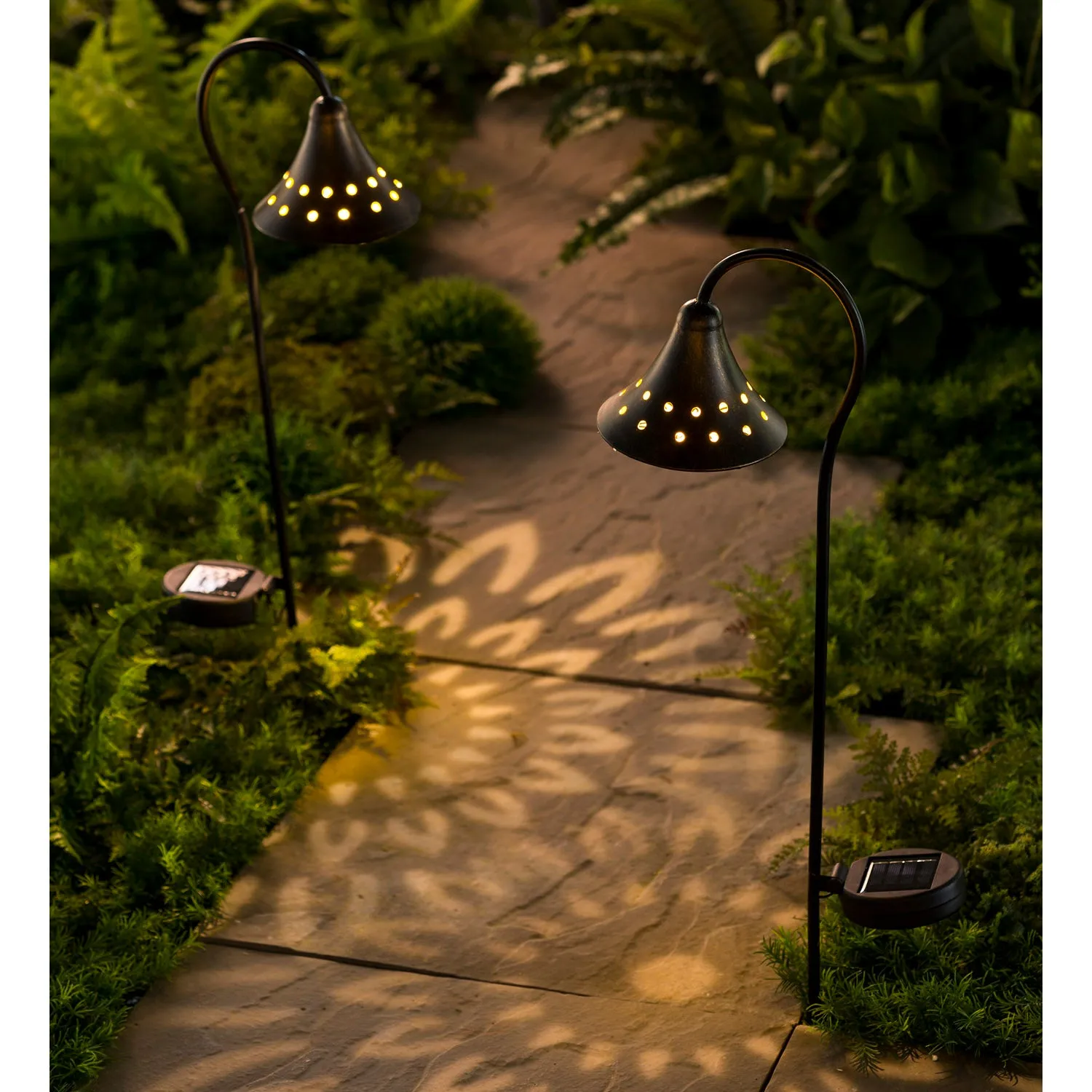 Solar Pathway Lanterns with Light Pattern, Set of 2 - Butterfly,6.69"x5.04"x27.16"inches