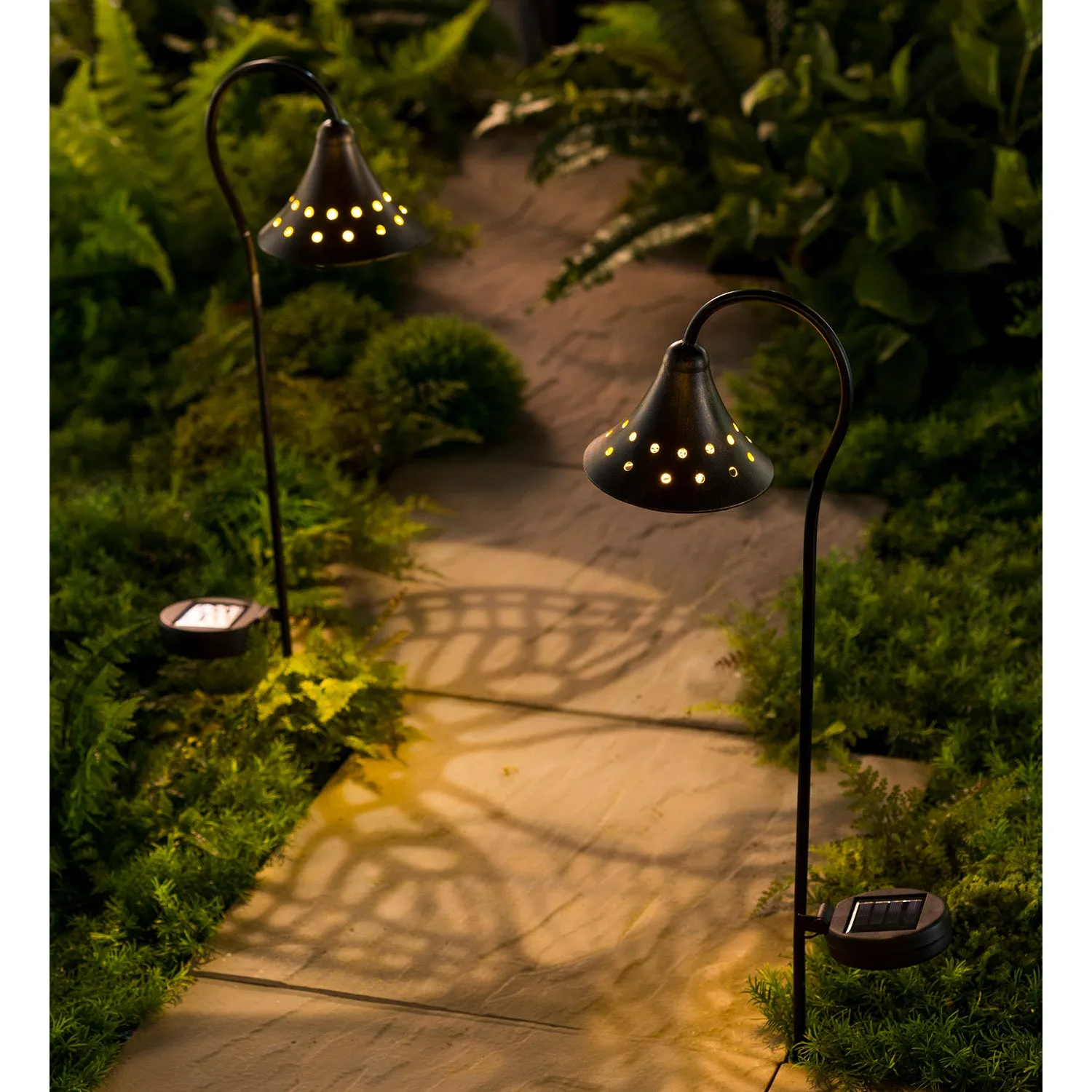 Solar Pathway Lanterns with Light Pattern, Set of 2 - Butterfly,6.69"x5.04"x27.16"inches