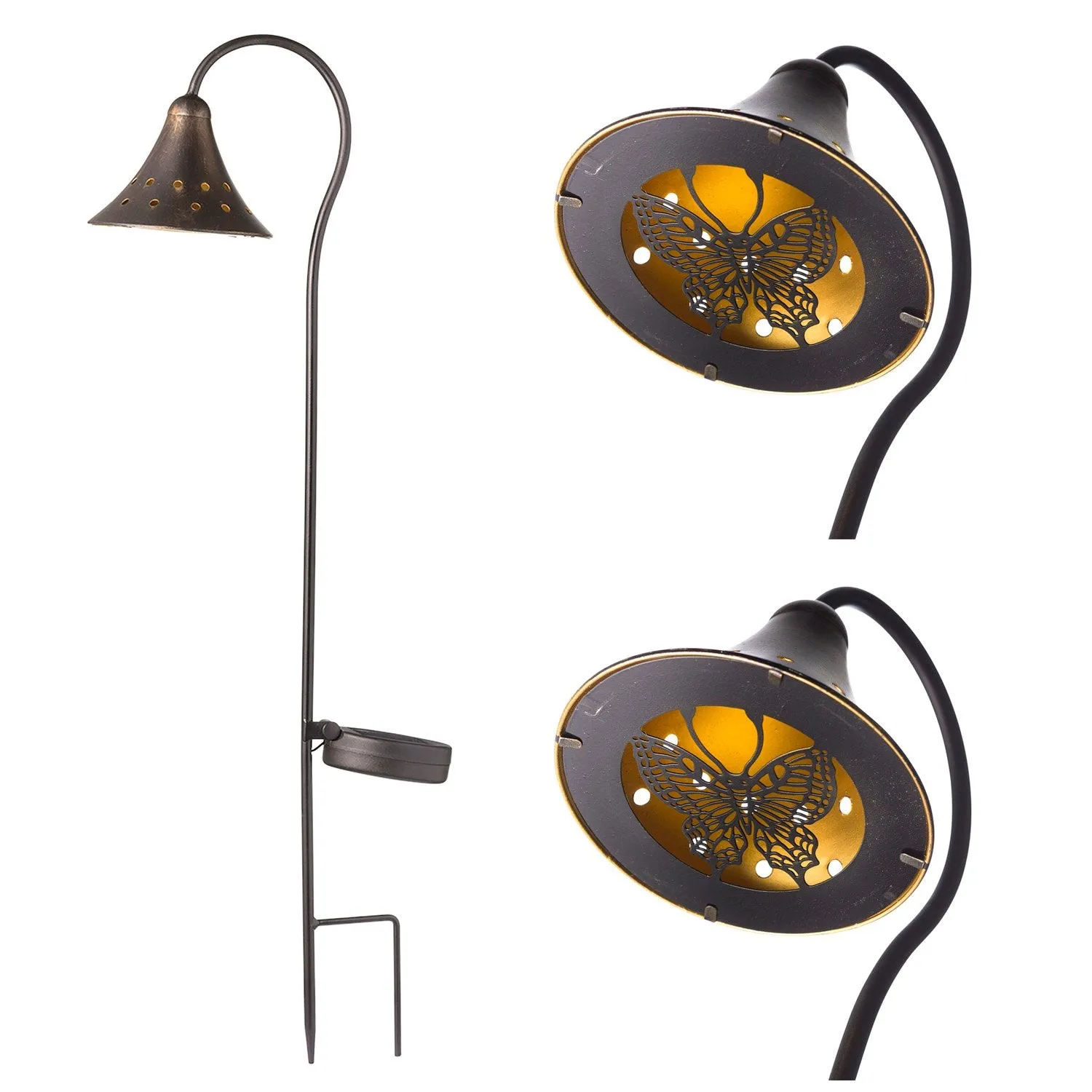 Solar Pathway Lanterns with Light Pattern, Set of 2 - Butterfly,6.69"x5.04"x27.16"inches