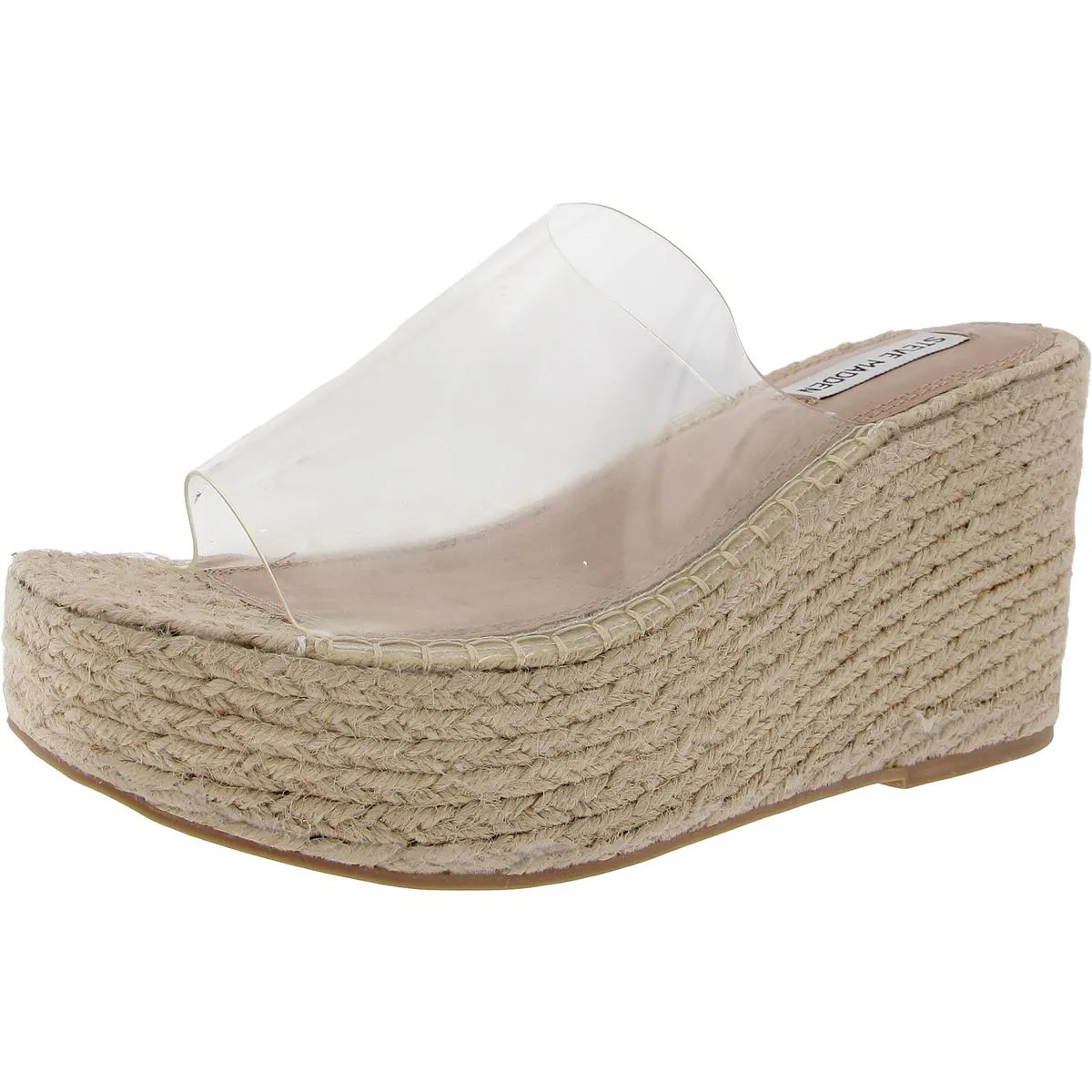 Steve Madden Womens Jacy Woven Plastic Wedge Sandals