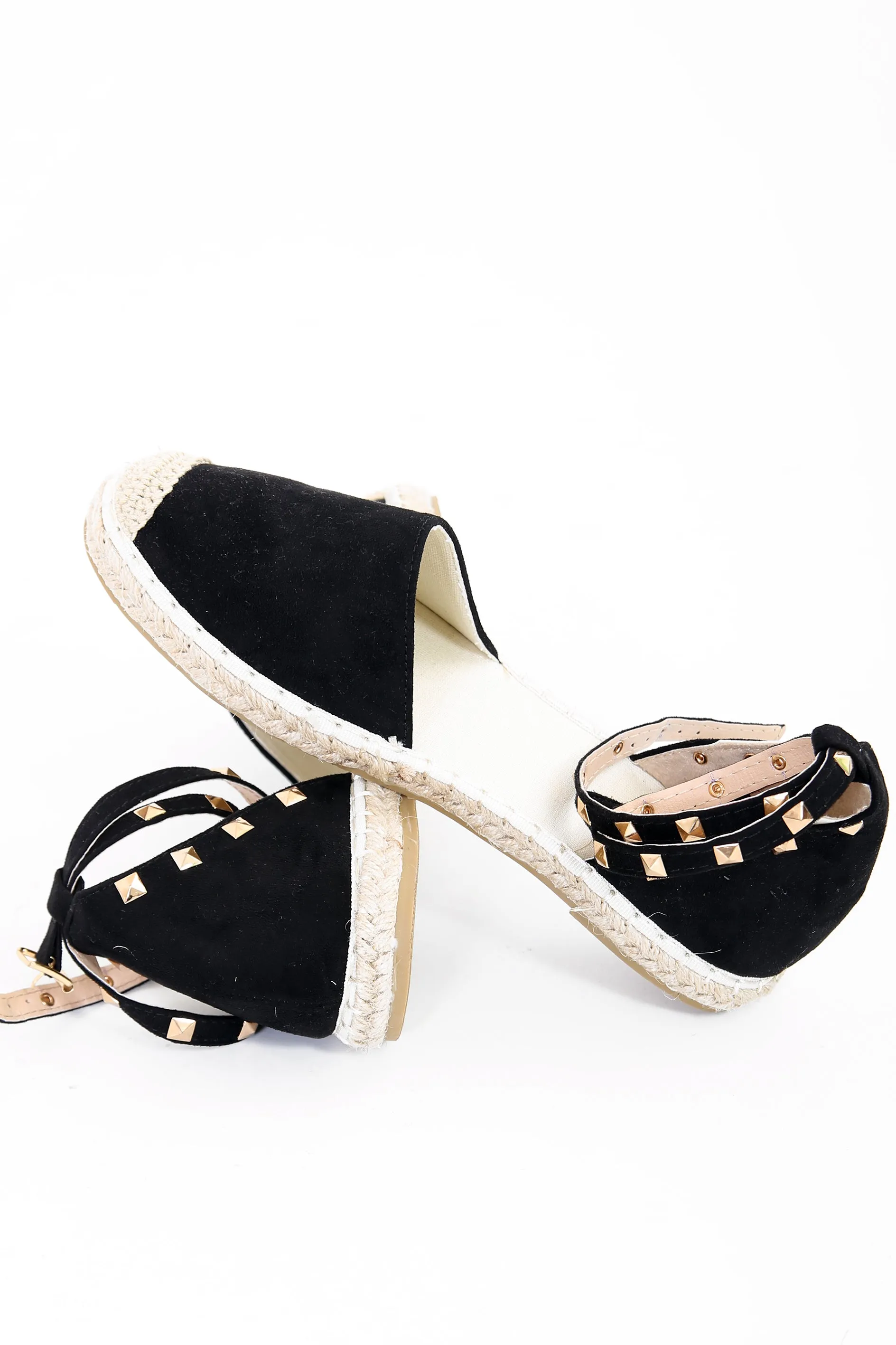 Studded Suedette Espadrille Sandals