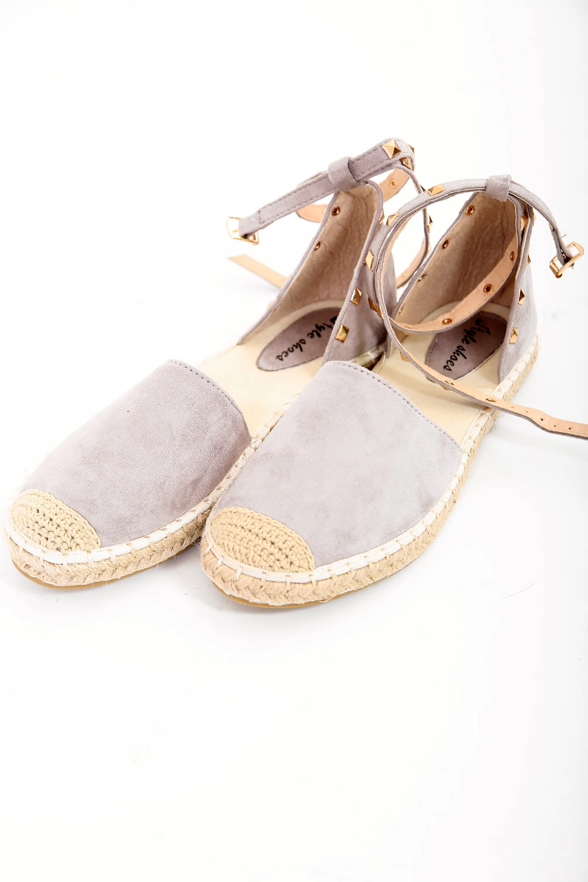 Studded Suedette Espadrille Sandals