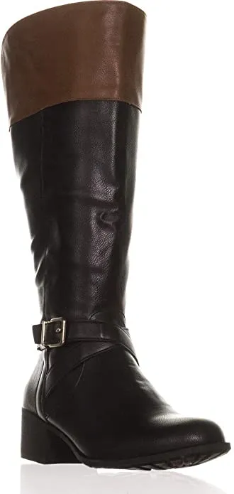 Style & Co. Womens Venesa Knee High Riding Boots (Black/Barrel, 6.5)