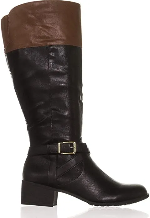 Style & Co. Womens Venesa Knee High Riding Boots (Black/Barrel, 6.5)