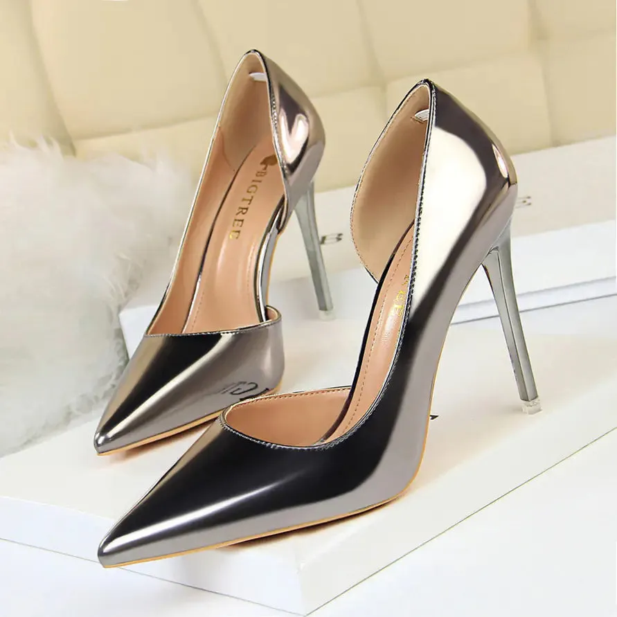 Stylish Metal Heel Pointed Toe High Heels Shoes