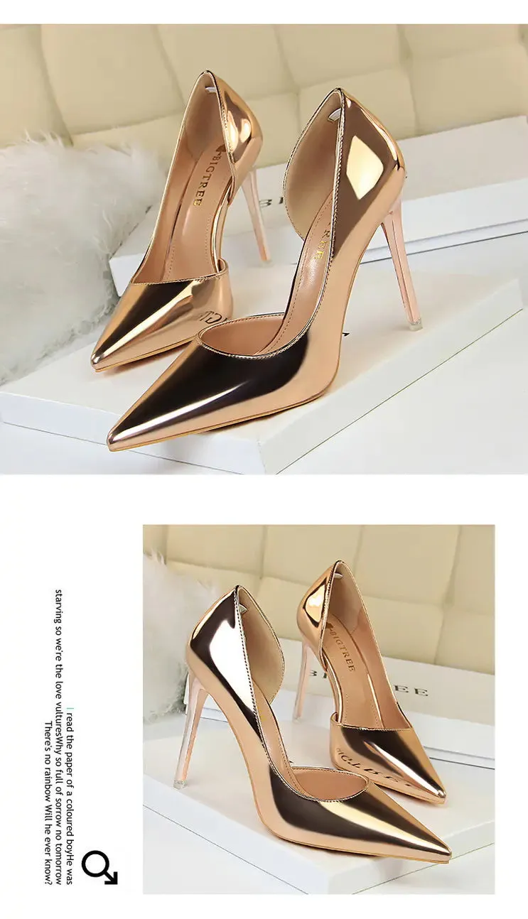 Stylish Metal Heel Pointed Toe High Heels Shoes