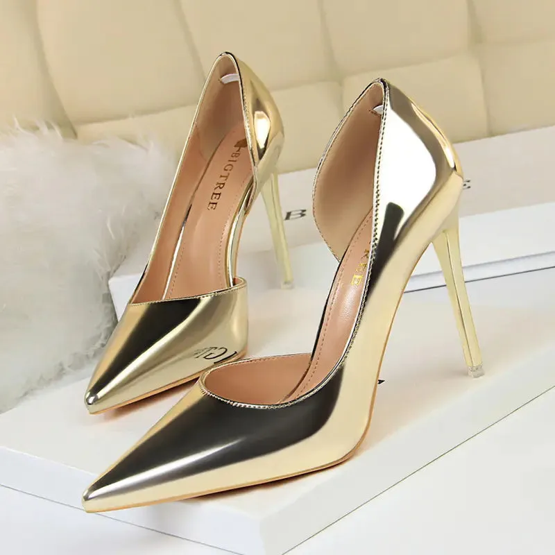 Stylish Metal Heel Pointed Toe High Heels Shoes