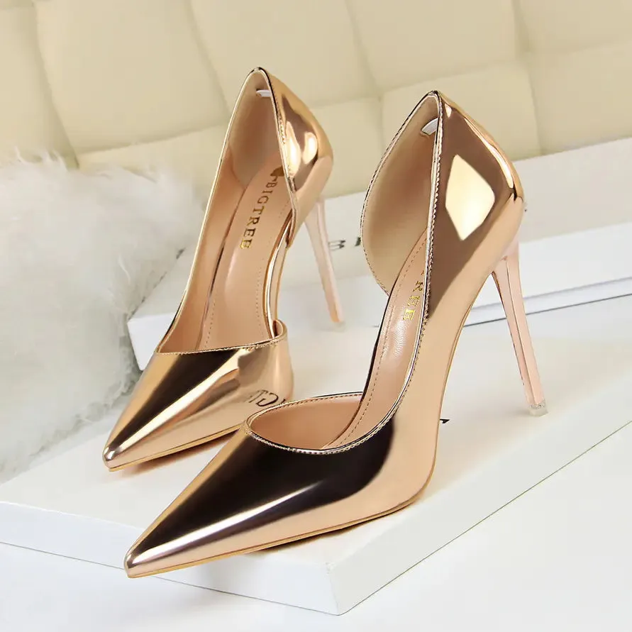 Stylish Metal Heel Pointed Toe High Heels Shoes