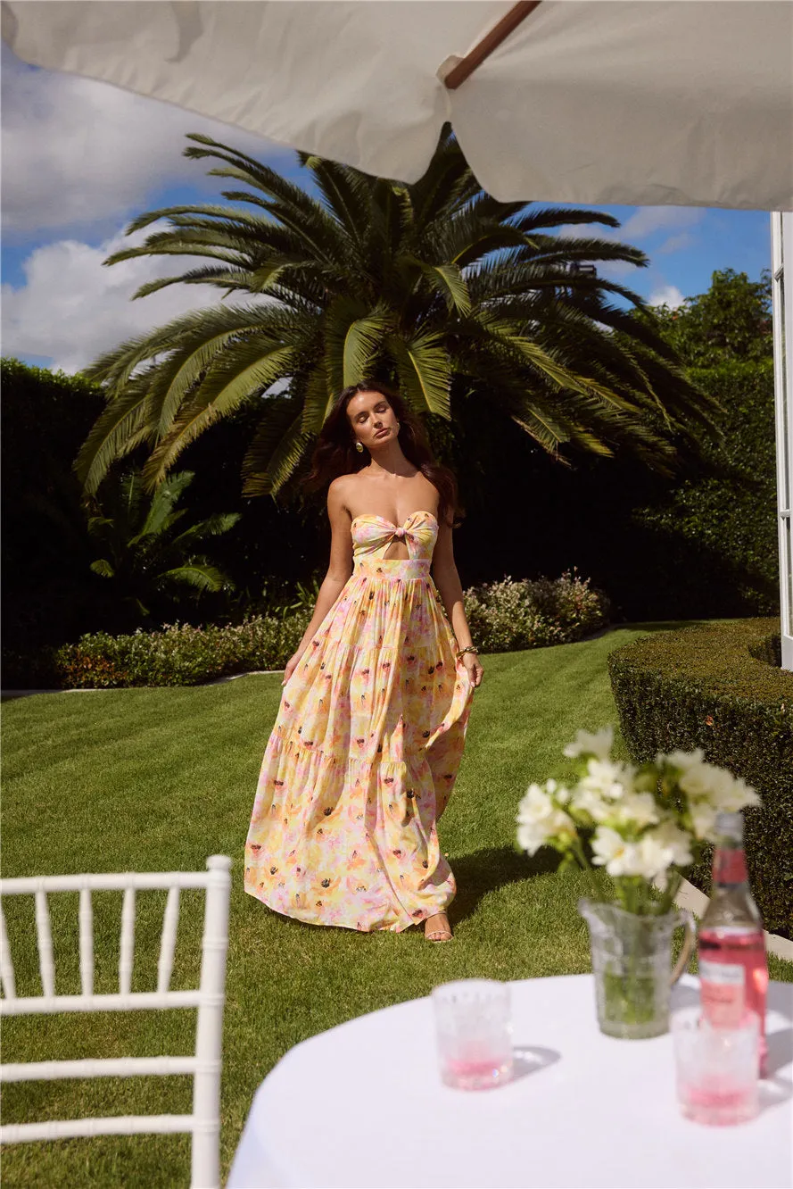 Sunlit Romance Strapless Maxi Dress Print