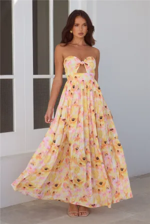 Sunlit Romance Strapless Maxi Dress Print