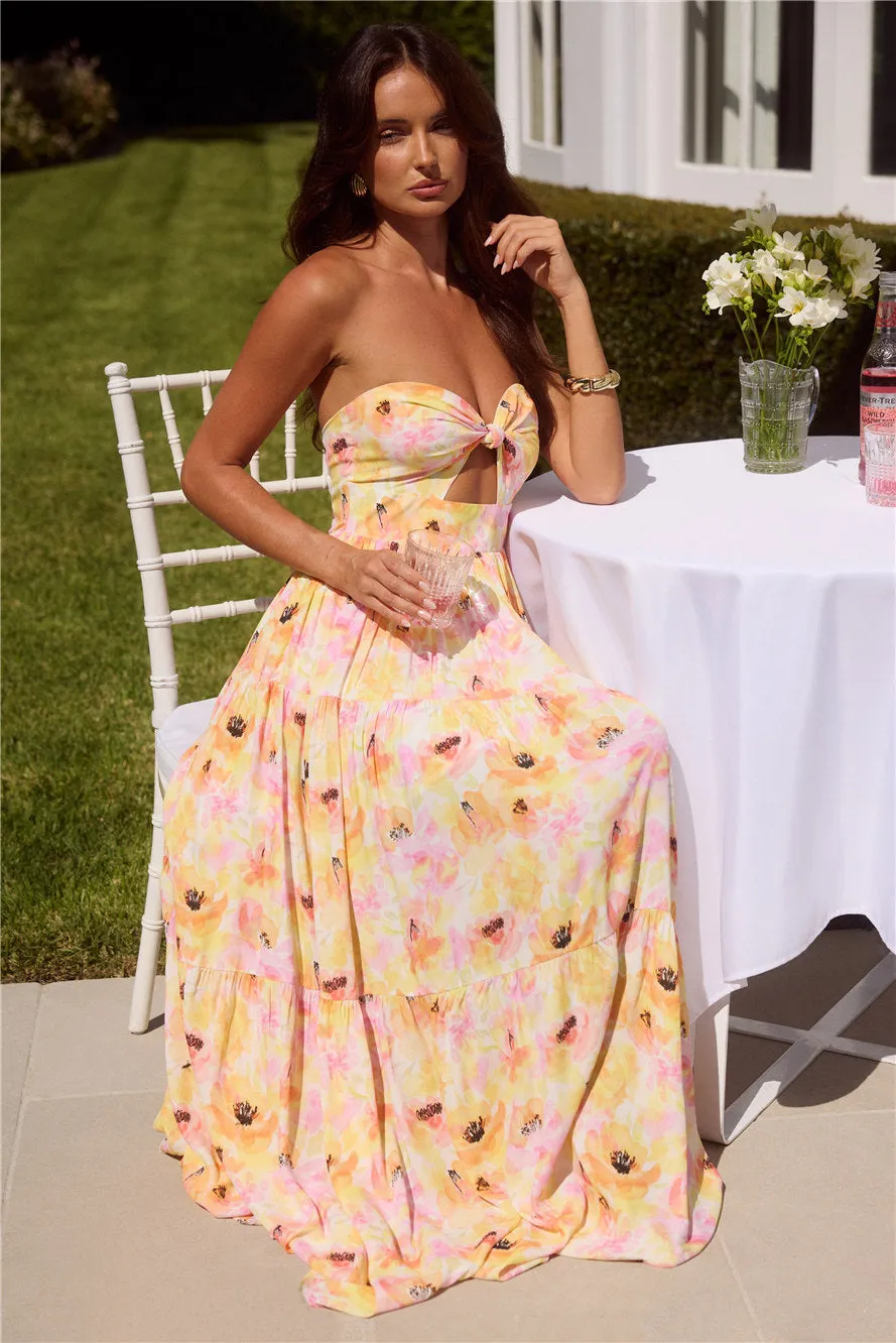 Sunlit Romance Strapless Maxi Dress Print