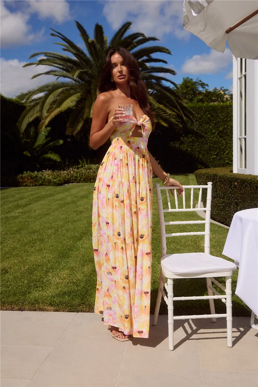 Sunlit Romance Strapless Maxi Dress Print