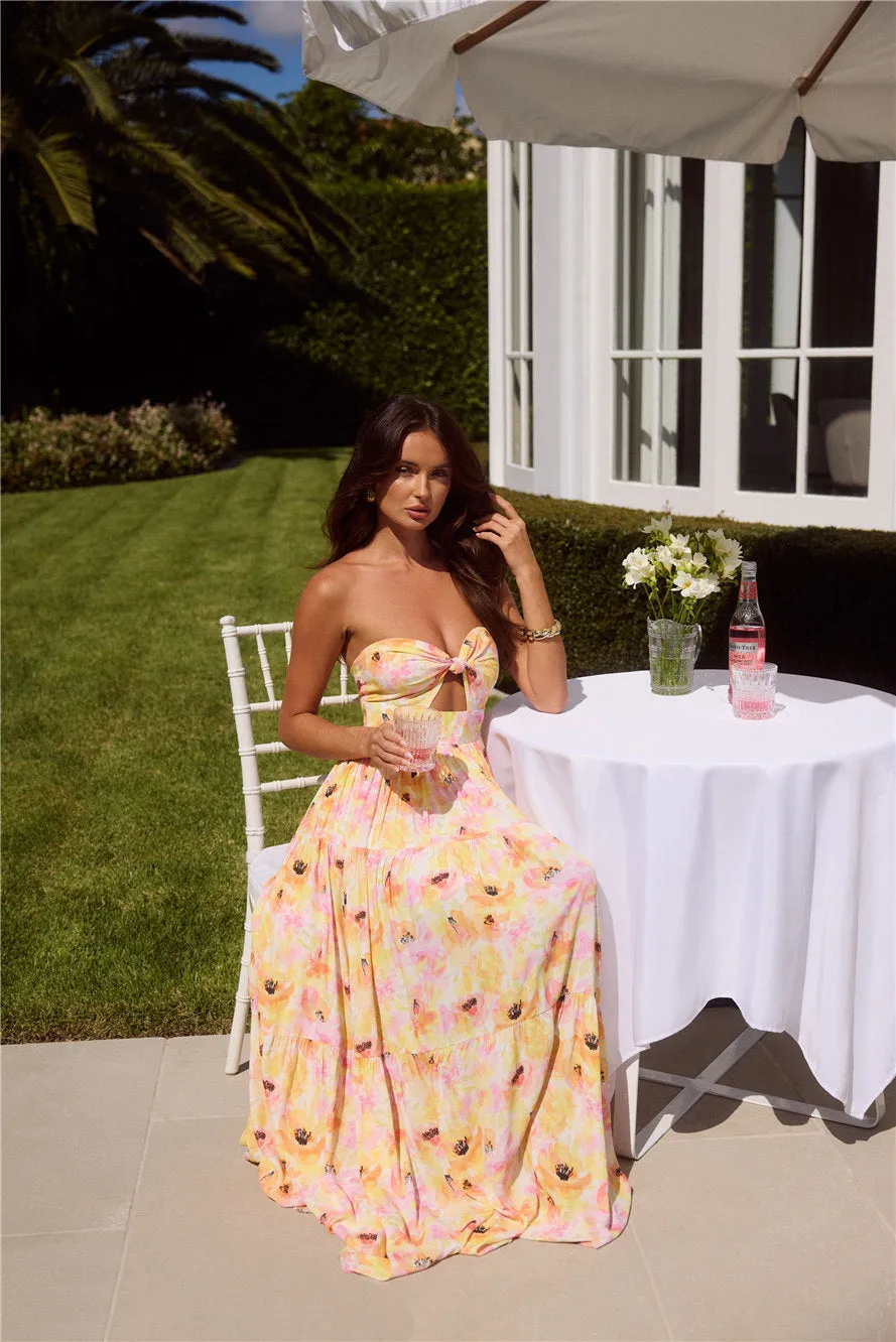 Sunlit Romance Strapless Maxi Dress Print