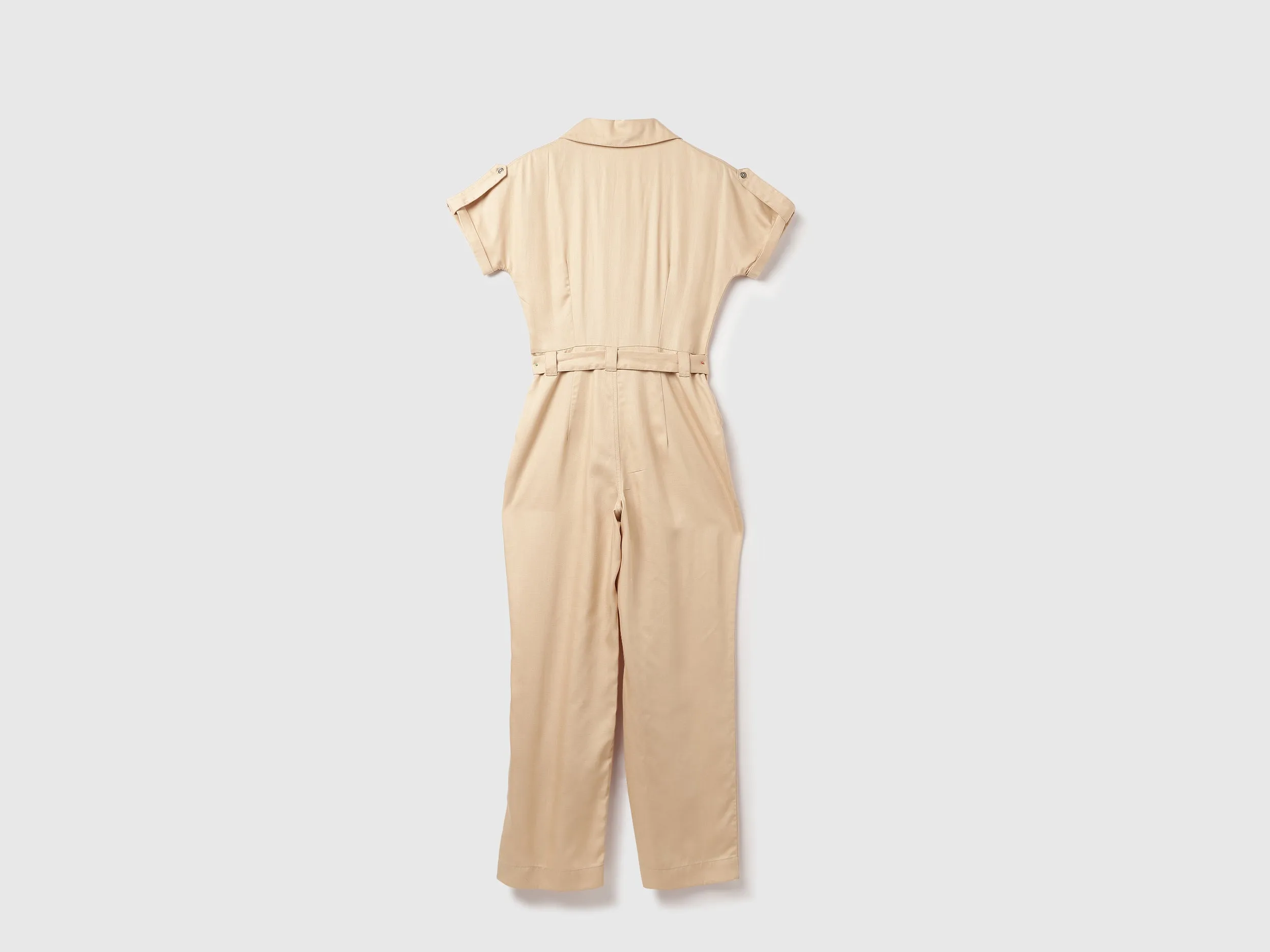 Tencel Solid Lapel Collar Women Dungaree