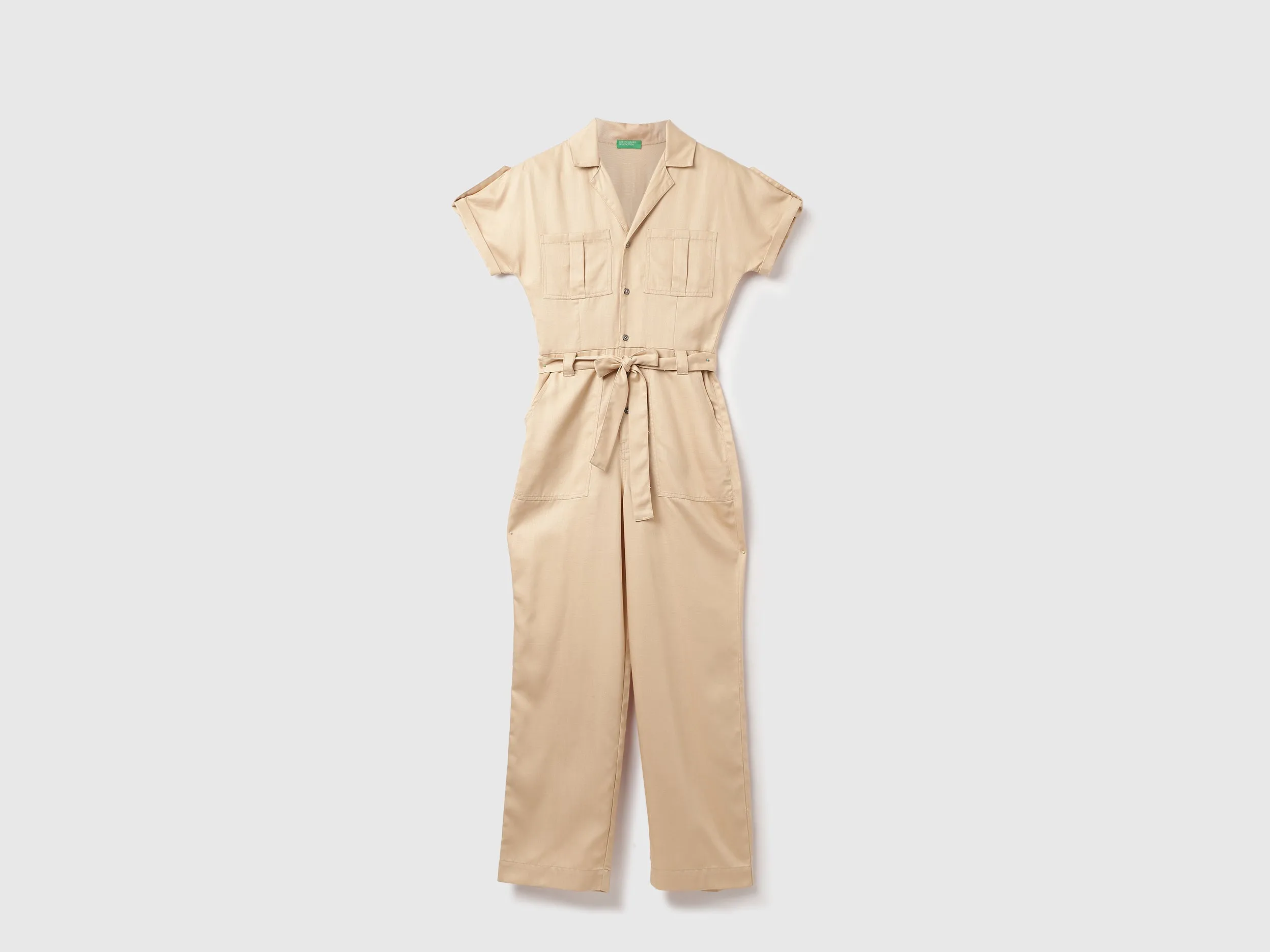 Tencel Solid Lapel Collar Women Dungaree