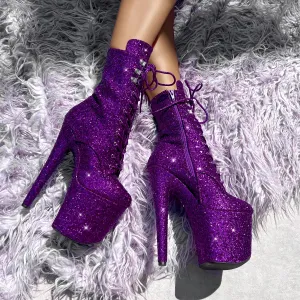The Glitterati Xtra - Boot - ENIGMA PURPLE - 8INCH