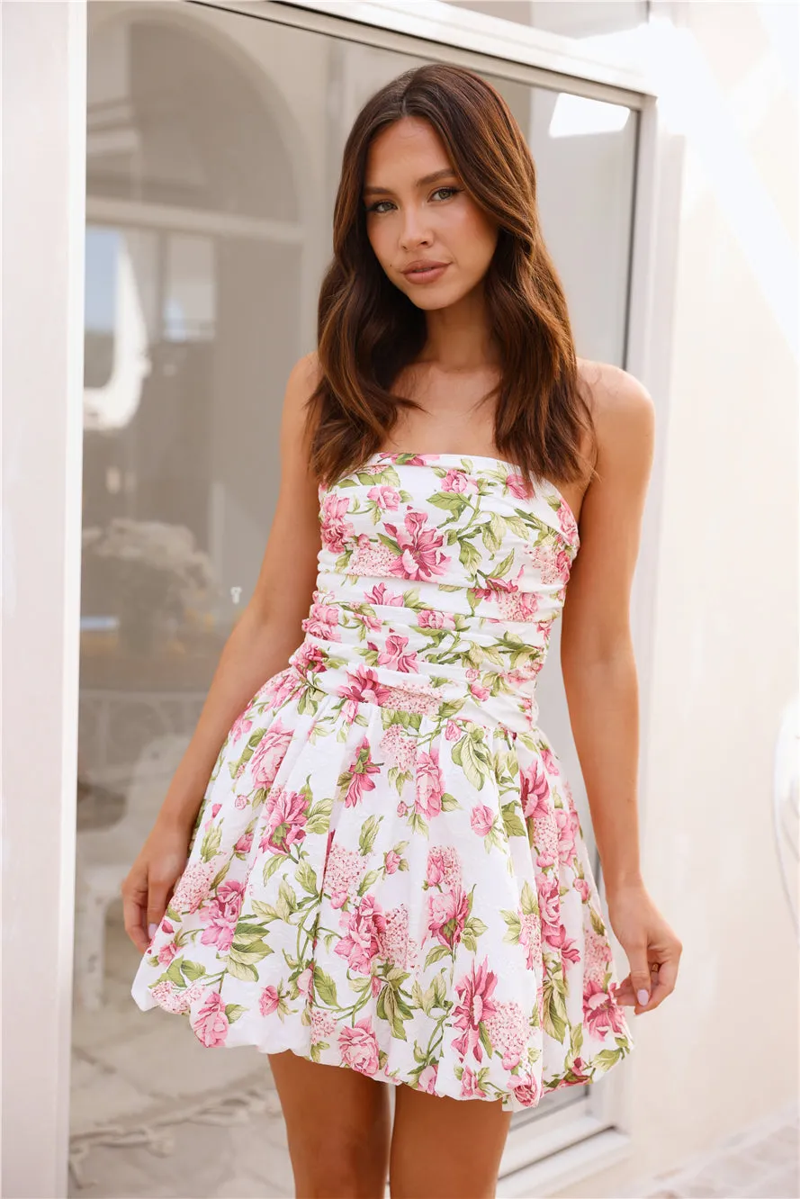 Upon A Cloud Strapless Mini Dress Print
