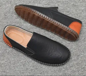 UrbanCraft Black Loafers with Tan Accent