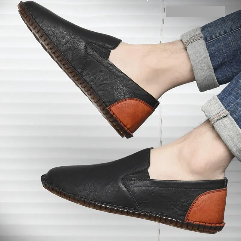 UrbanCraft Black Loafers with Tan Accent