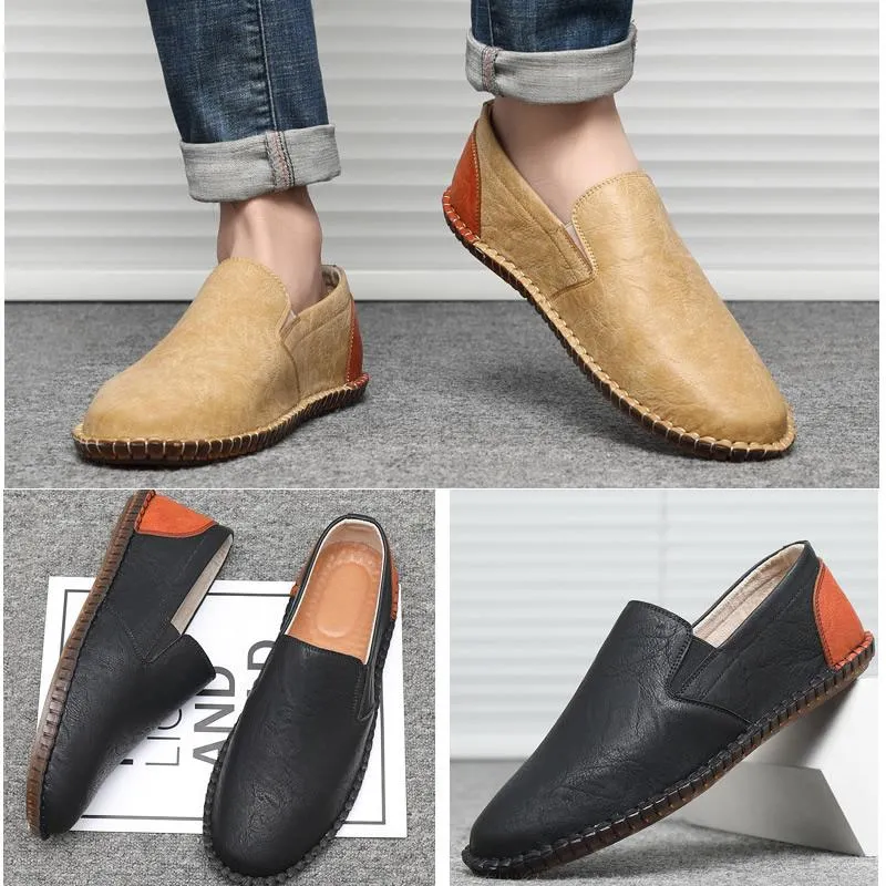 UrbanCraft Black Loafers with Tan Accent