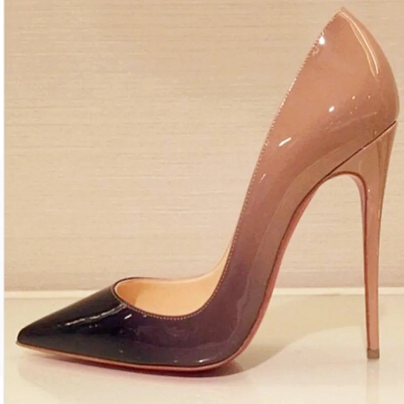 Women Pumps Cow Muscle Red Bottom High Heels Pointed Toe Red Sole Wedding Shoes Size 12 heels Plus Size 34-46
