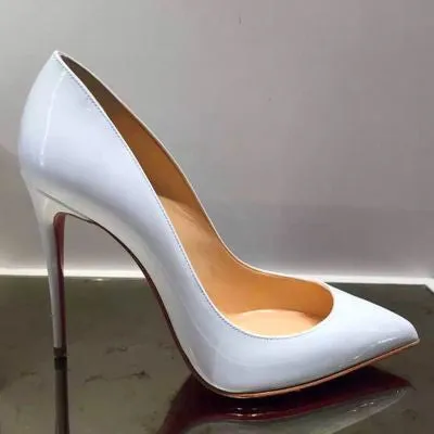 Women Pumps Cow Muscle Red Bottom High Heels Pointed Toe Red Sole Wedding Shoes Size 12 heels Plus Size 34-46