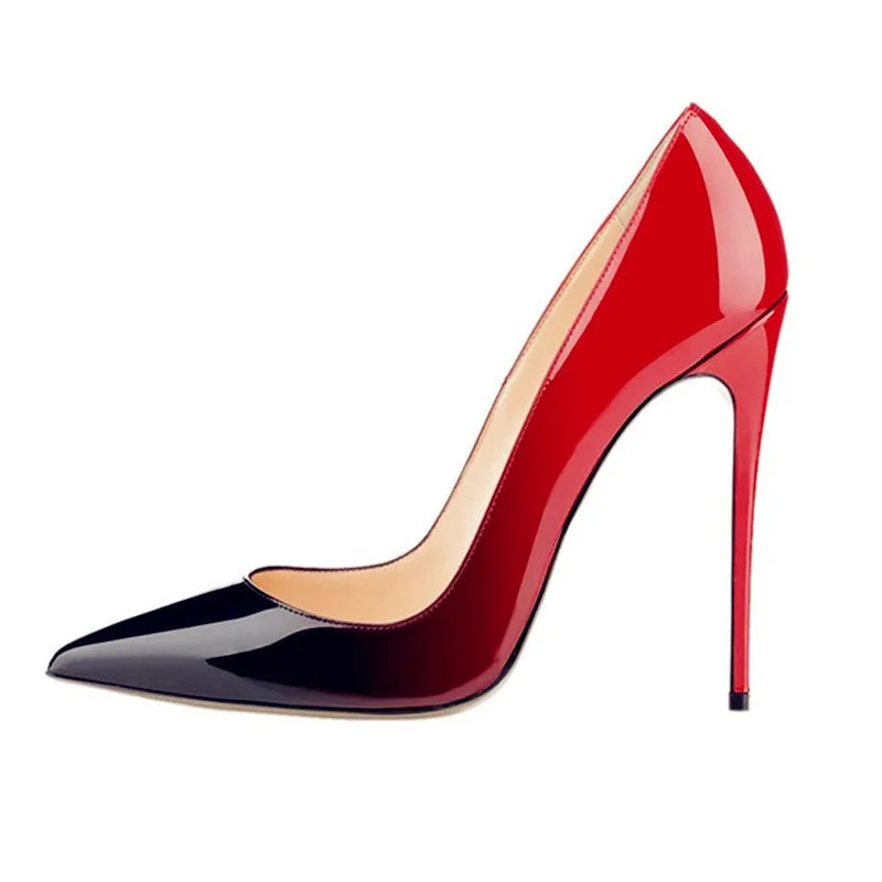 Women Pumps Cow Muscle Red Bottom High Heels Pointed Toe Red Sole Wedding Shoes Size 12 heels Plus Size 34-46