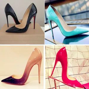 Women Pumps Cow Muscle Red Bottom High Heels Pointed Toe Red Sole Wedding Shoes Size 12 heels Plus Size 34-46