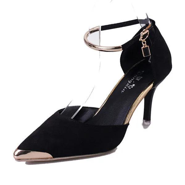 Women Suede Pumps High Heels Women OL Pumps Sexy High Heels Shoes Women Pointed Toe Thin Heel Red Bottom Ladies Wedding Shoes