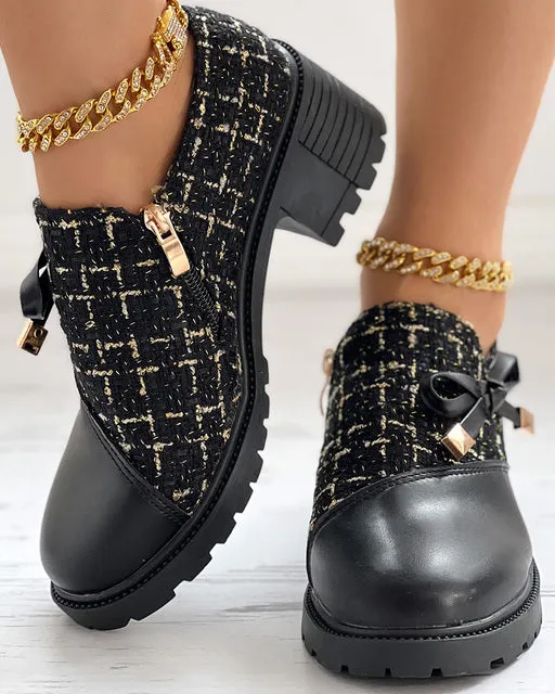 Women's zip-up shoes with heels