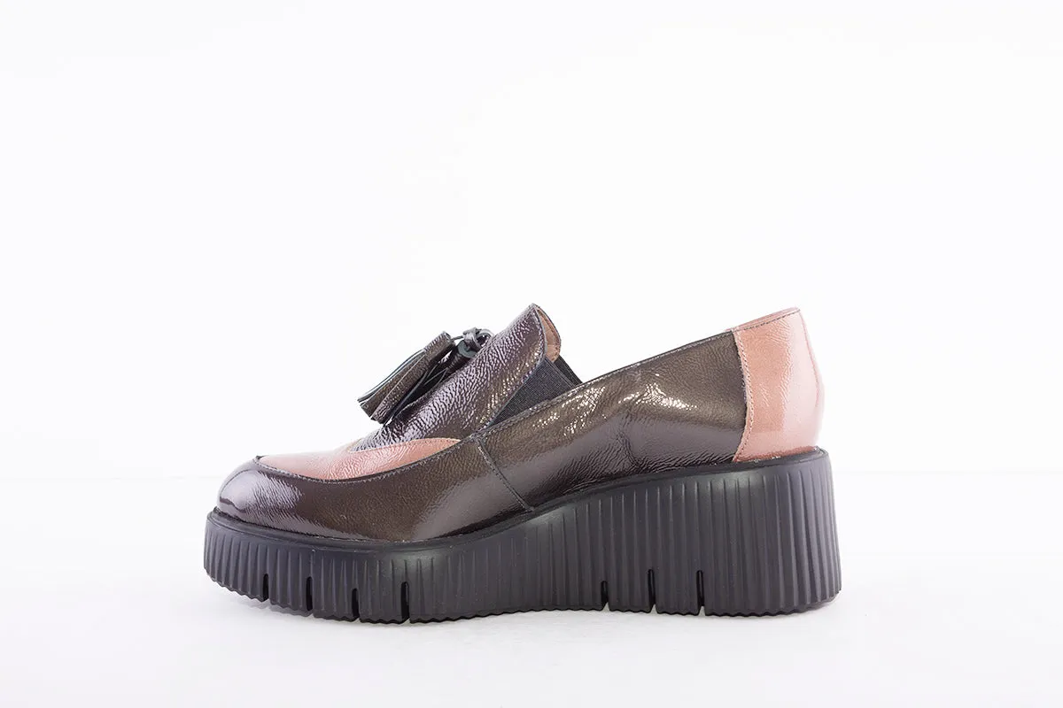 WONDERS - E-6221 CHUNKY FLAT SHOE - GREEN/BRONZE