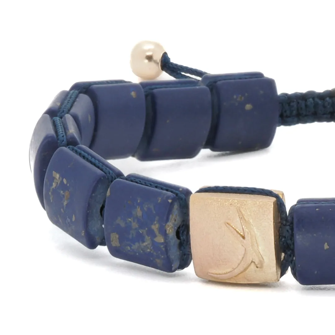 Woven Lapis Lazuli Gold Evil Eye Bracelet