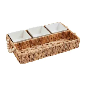 Woven Tray W/ 3 section Dip Set
