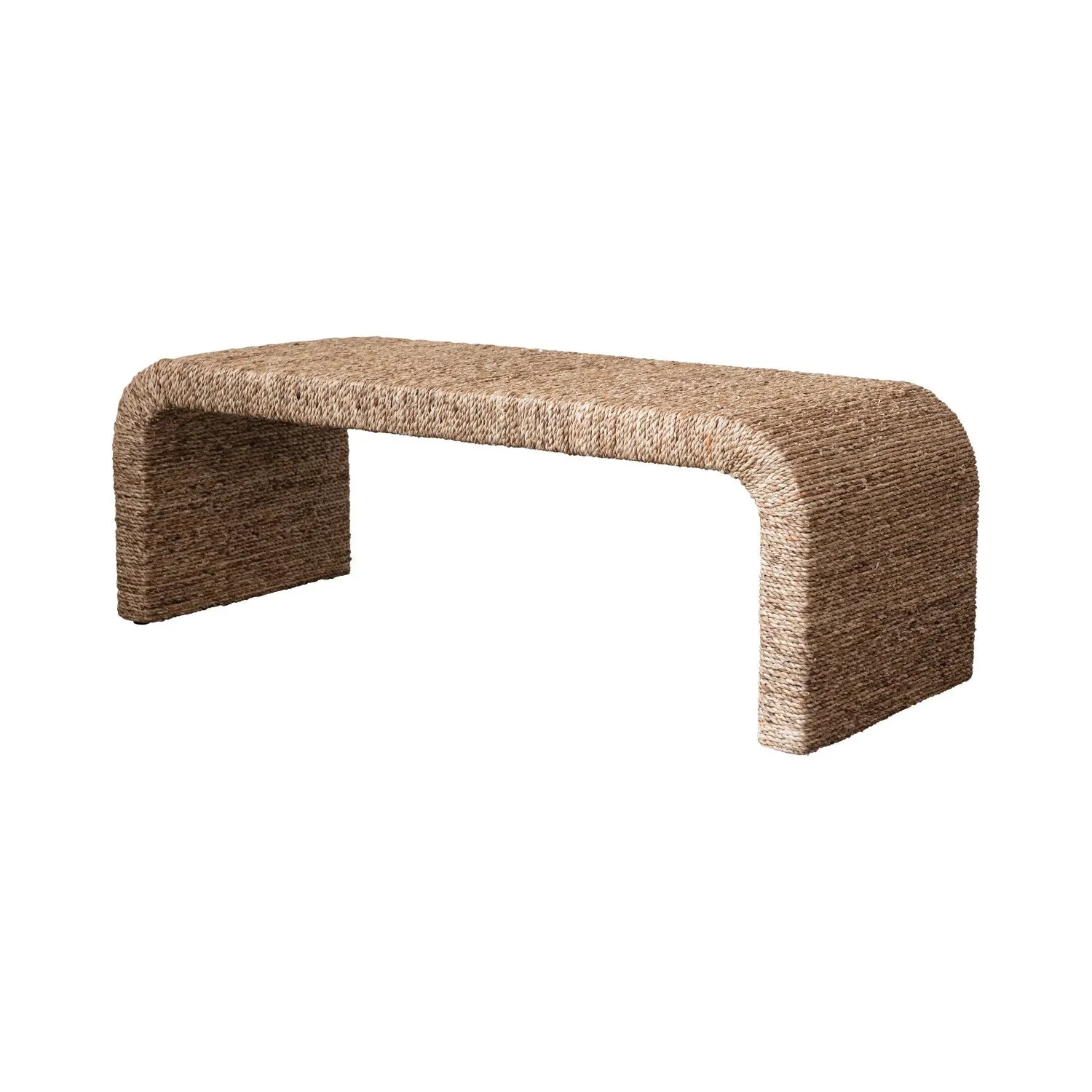 Woven Water Hyacinth Acacia Wood Bench