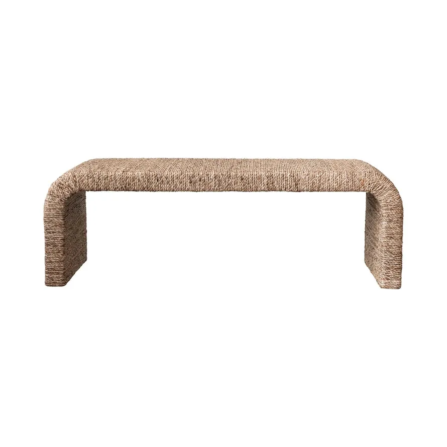 Woven Water Hyacinth Acacia Wood Bench