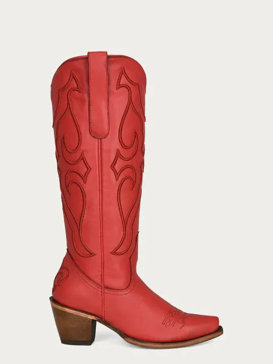 Z5073 - WOMEN'S RUBY RED EMBROIDERY SNIP TOE COWBOY BOOT