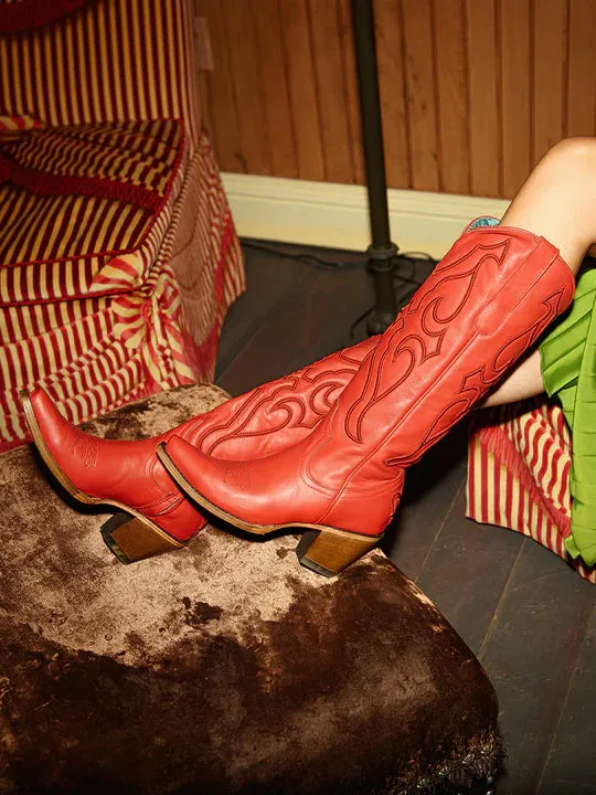 Z5073 - WOMEN'S RUBY RED EMBROIDERY SNIP TOE COWBOY BOOT