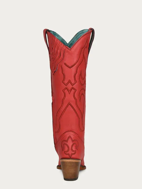 Z5073 - WOMEN'S RUBY RED EMBROIDERY SNIP TOE COWBOY BOOT