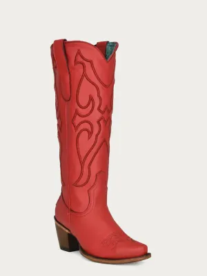 Z5073 - WOMEN'S RUBY RED EMBROIDERY SNIP TOE COWBOY BOOT